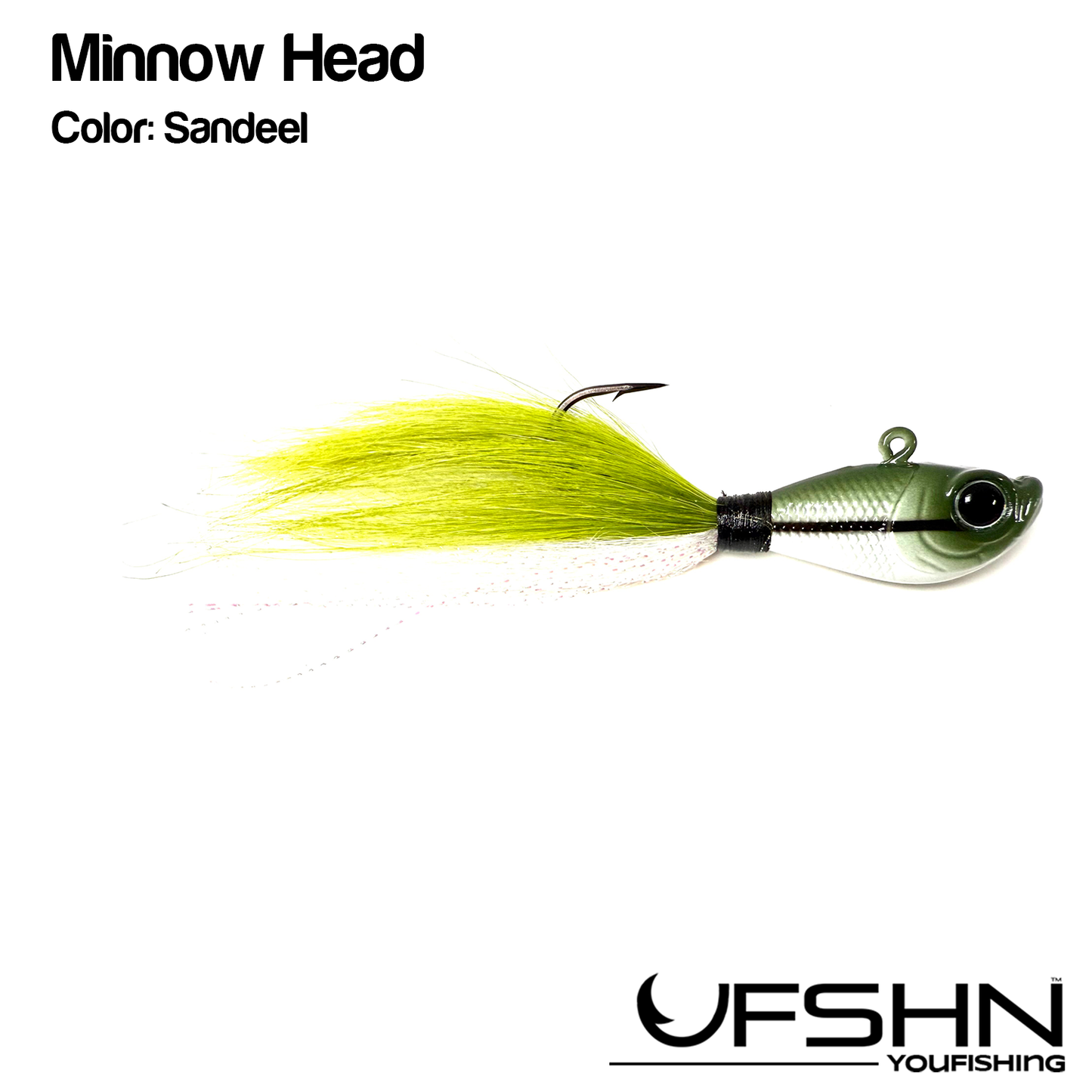 UFSHN MINNOW HEAD NATURAL BUCKTAIL 2OZ BUCKTAIL SANDEEL WITH SILVER FLASH