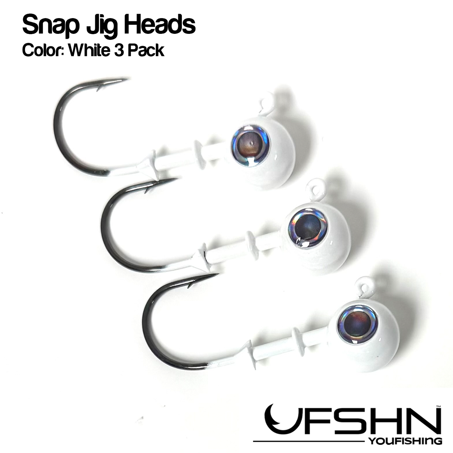 UFSHN SNAP JIG BALL JIG BIGEYE 1OZ WHITE 3PACK