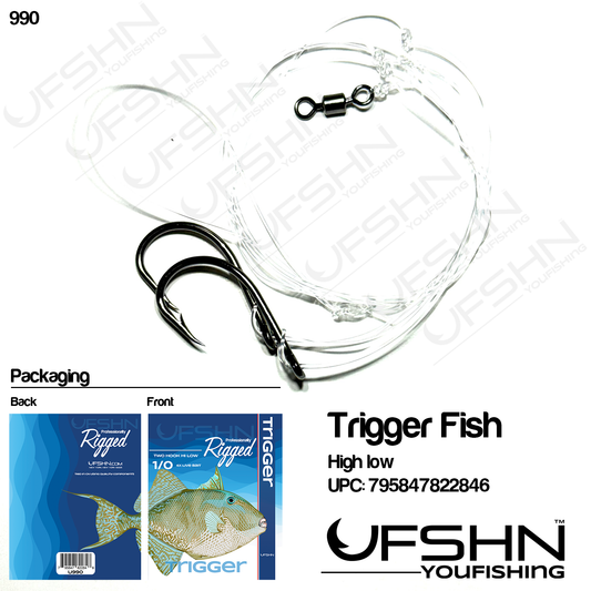 UFSHN 900 HAND TIED TRIGGERFISH RIG HI-LO LIVE BAIT HOOKS