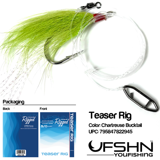 UFSHN FASTSNAP AND SWIVEL W/ DROPPER TEASER RIG GREEN BUCKTAIL