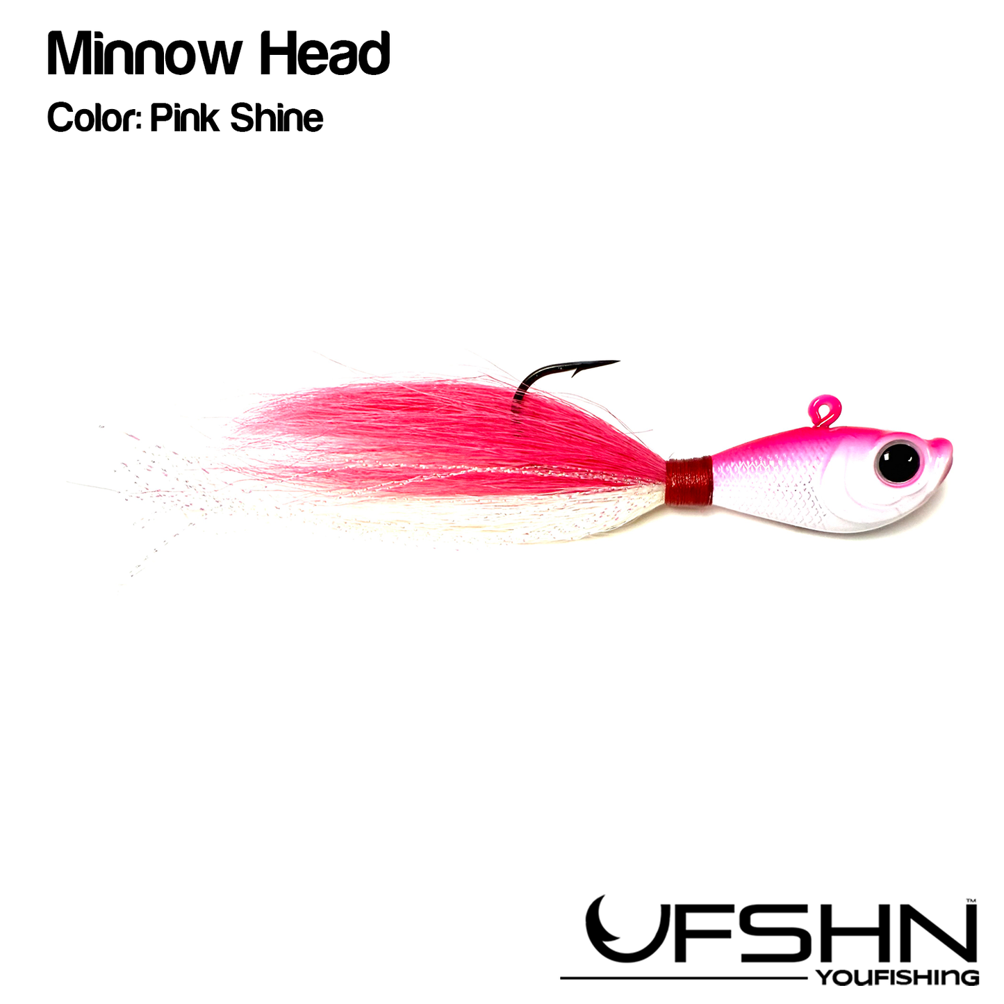 UFSHN MINNOW HEAD NATURAL BUCKTAIL 3/4OZ BUCKTAIL PINK SHINE WITH SILVER FLASH