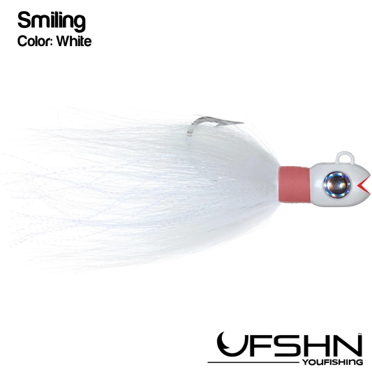 UFSHN SMILING NATURAL BUCKTAIL 2.50OZ BUCKTAIL WHITE WITH SILVER FLASH