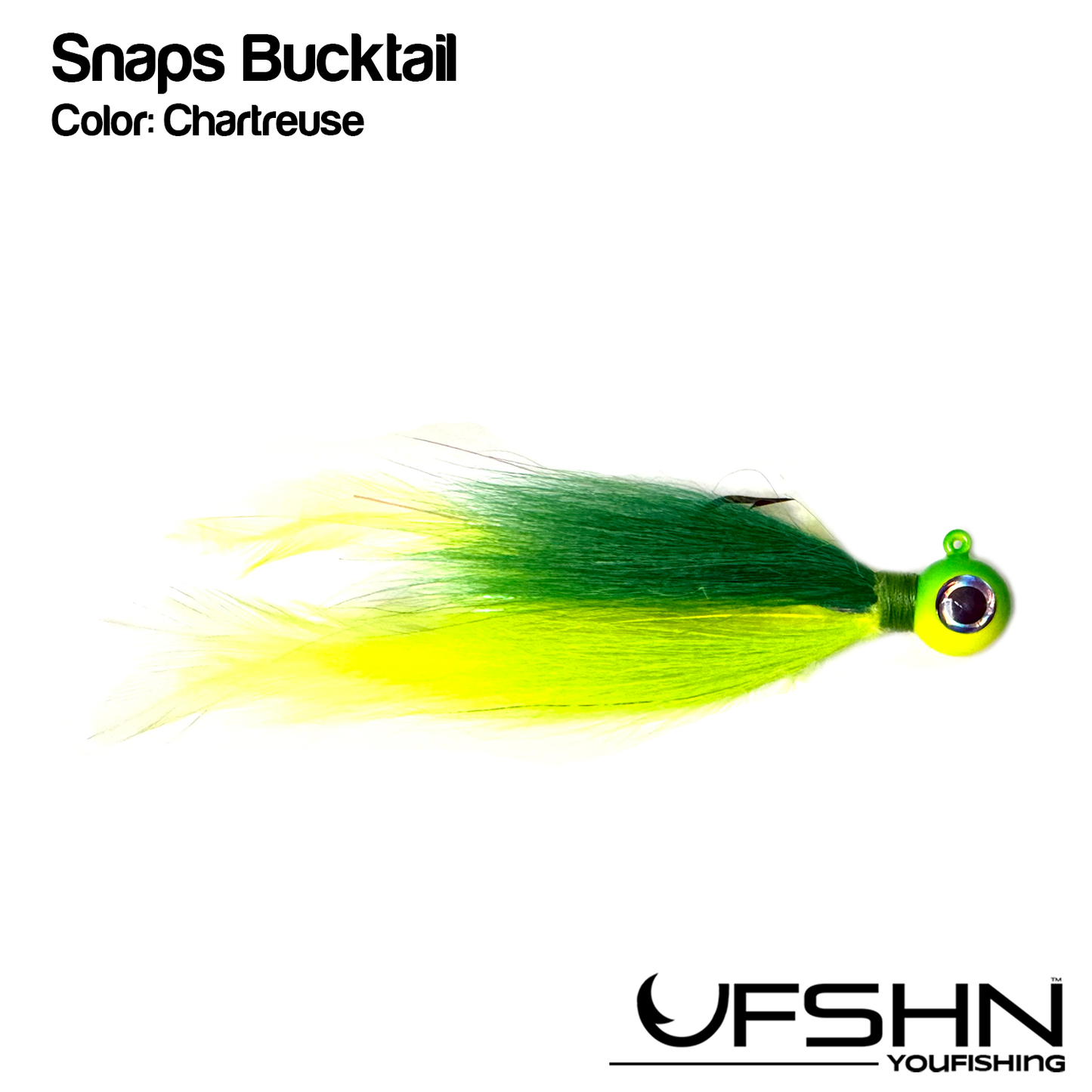 UFSHN SNAP JIG NATURAL BUCKTAIL AND FEATHERS CHARTRUSE 1 OZ