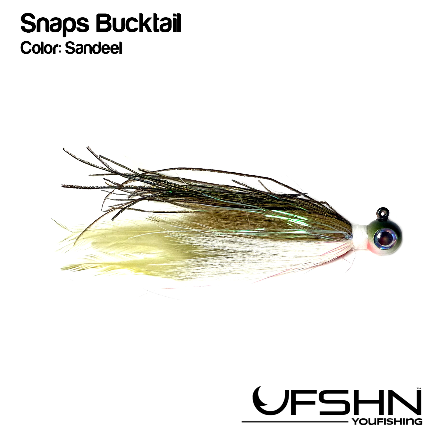 UFSHN SNAP JIG NATURAL BUCKTAIL AND FEATHERS SANDEEL 3/4OZ
